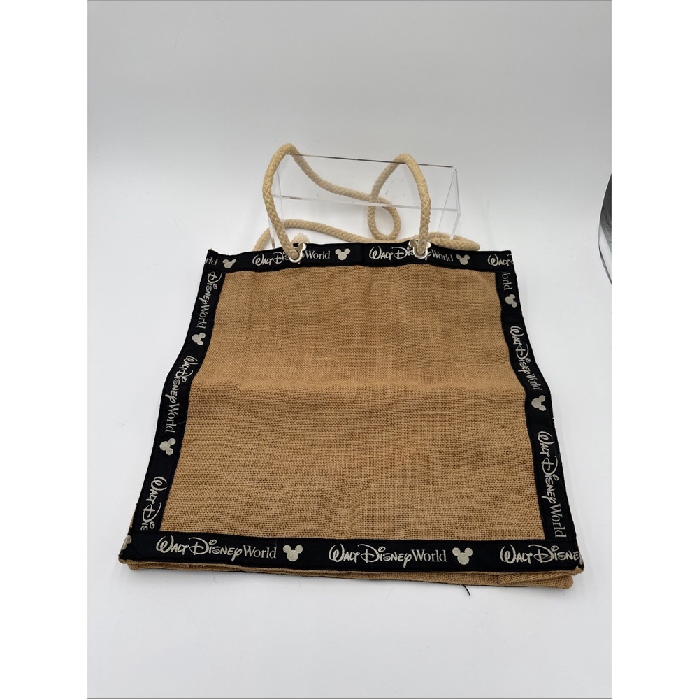 Walt DIsney‎ World Tote Bag Burlap 16.5 X 5 X 15 With Rope Handles Disney World